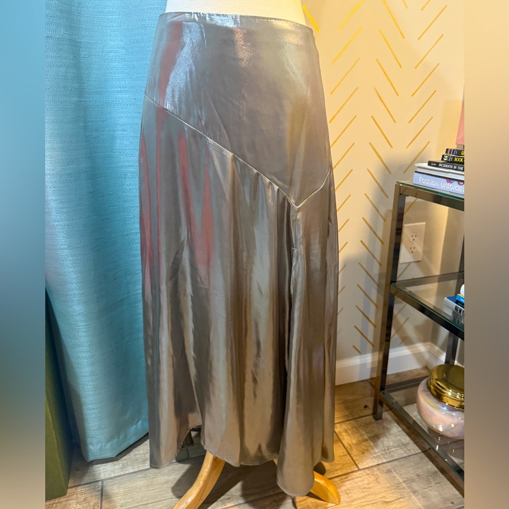 NWT Silver maxi skirt with side split size XS Future Collective
